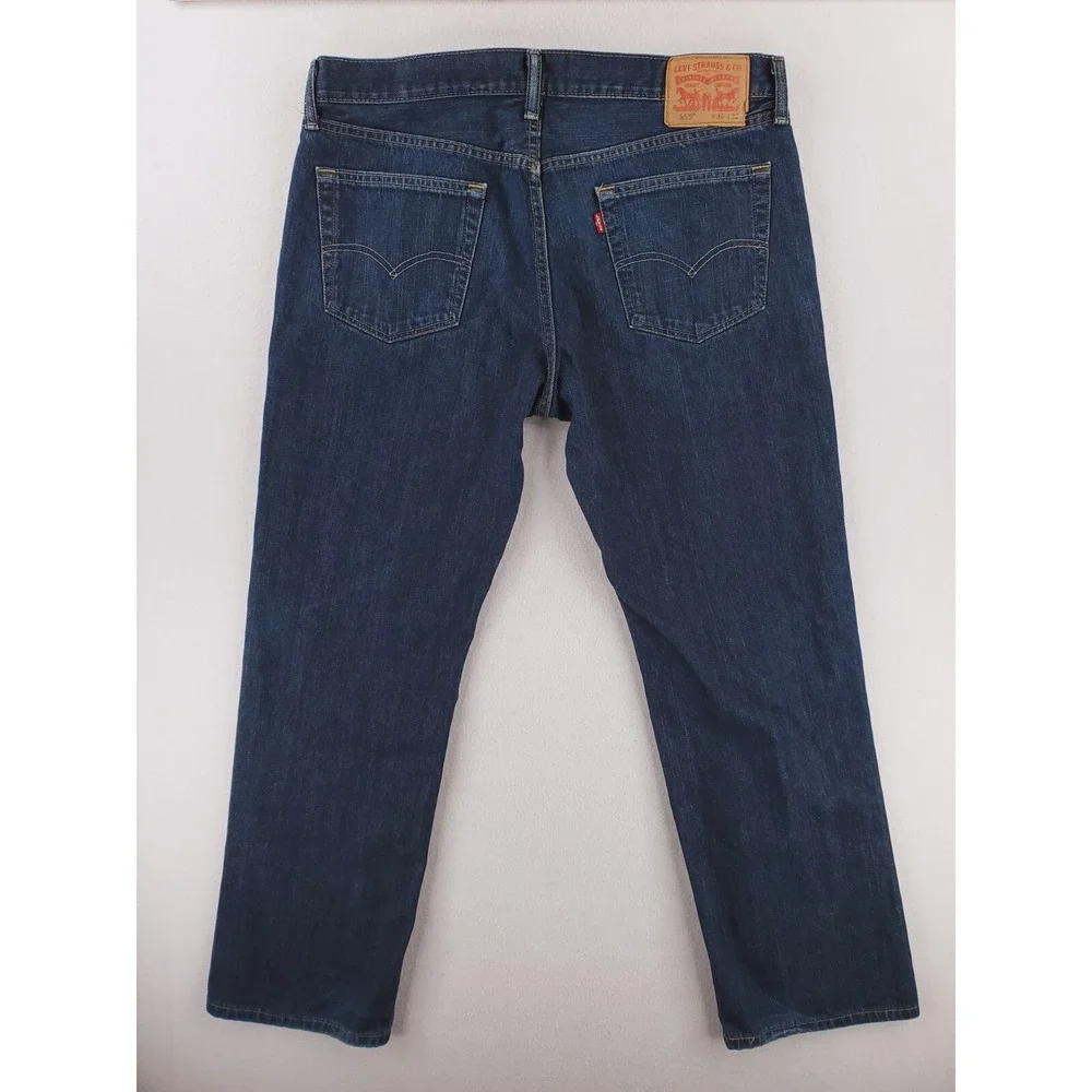 Levis 559 Jeans Mens 36x32 Relaxed Straight Heavy Denim Work Pants Dark Wash